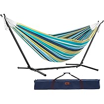 Vivere Double Cotton Combo Hammock with Stand, Cayo Reef